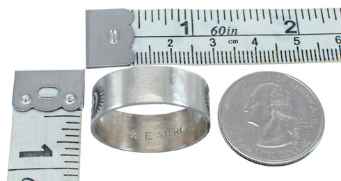 Navajo Authentic Sterling Silver Band Ring Size 9-1/4 AX121956
